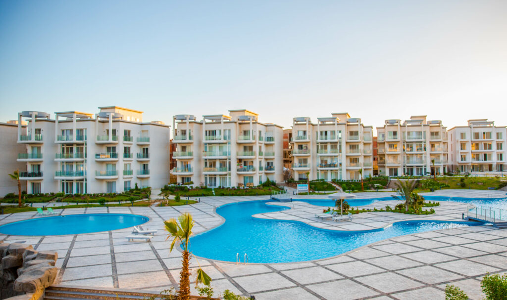 resort landscape and pools